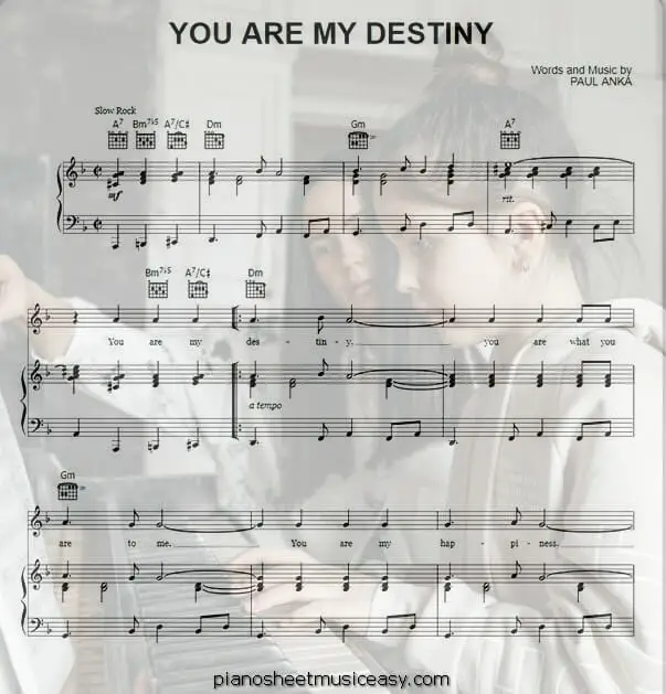 you are my destiny printable free sheet music for piano 