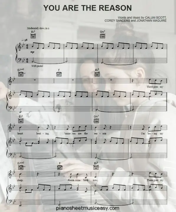 you are the reason printable free sheet music for piano 