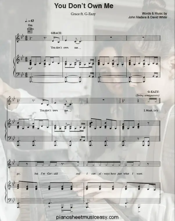 you dont own me printable free sheet music for piano 