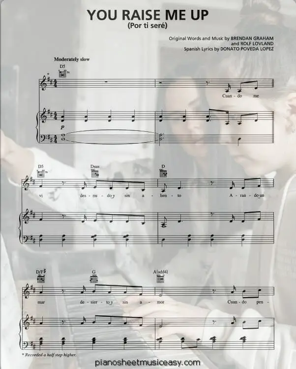 you raise me up il divo printable free sheet music for piano 
