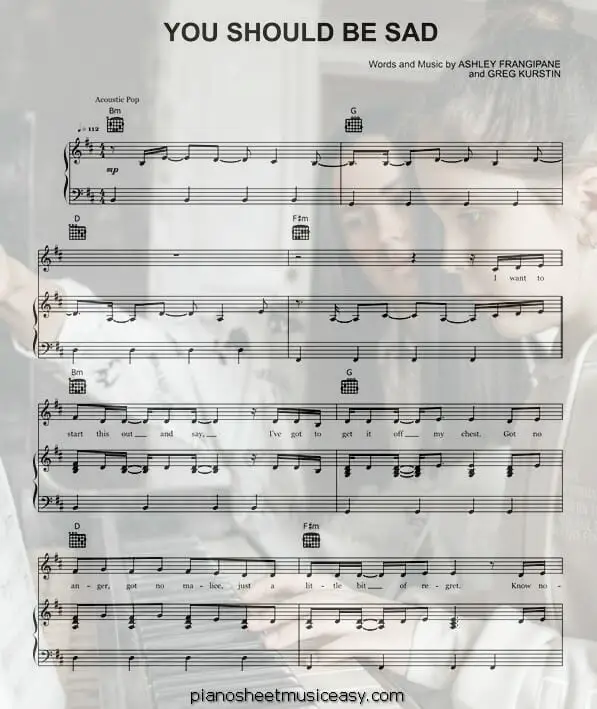 you should be sad printable free sheet music for piano 