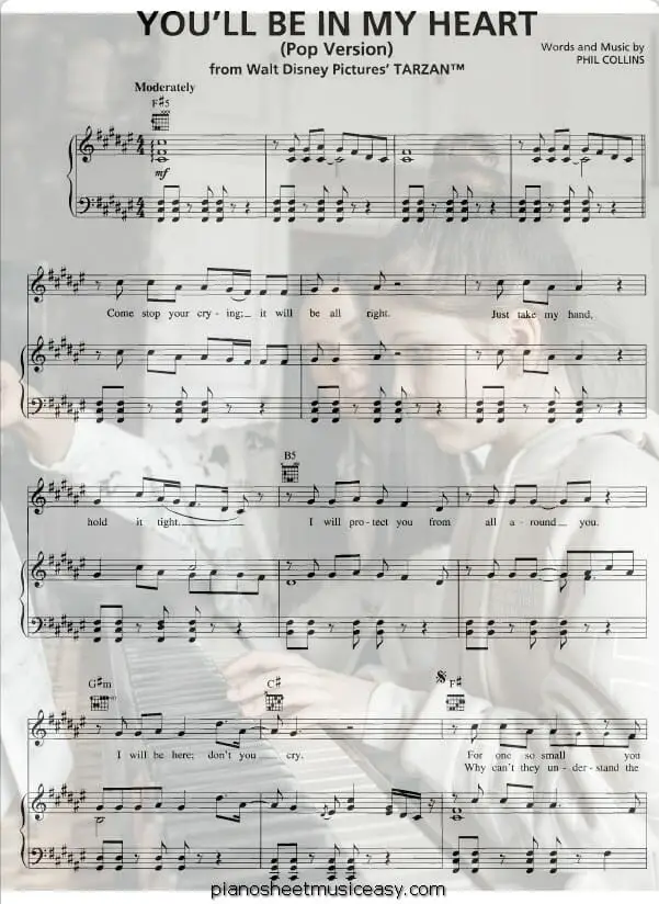 youll be in my heart printable free sheet music for piano 