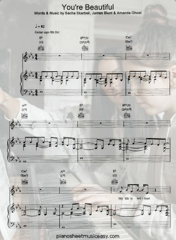 youre beautiful printable free sheet music for piano 