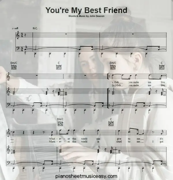 youre my best friend printable free sheet music for piano 