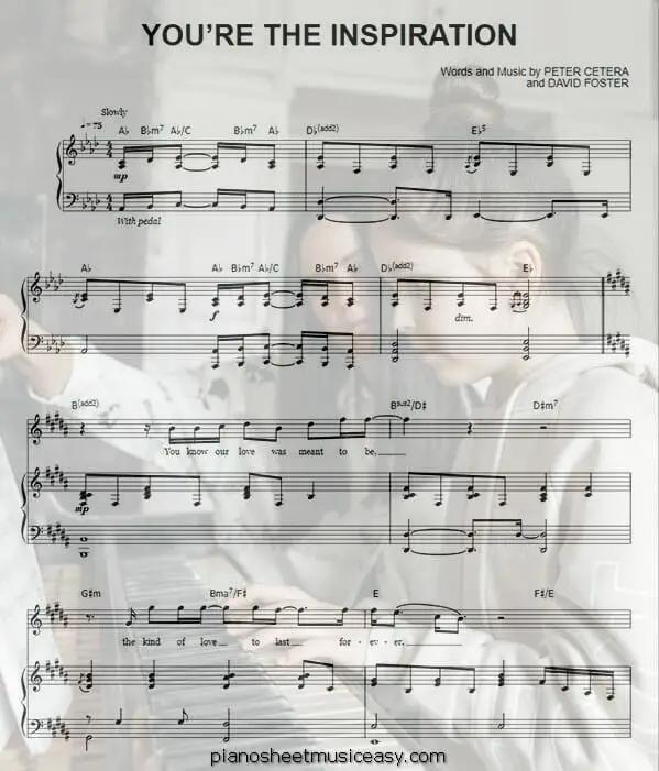 youre the inspiration printable free sheet music for piano 