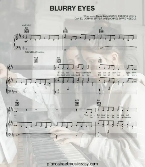 blurry eyes printable free sheet music for piano 