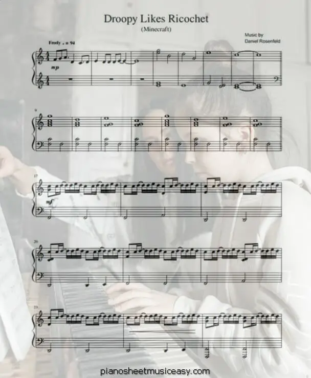 droopy likes ricochet printable free sheet music for piano 