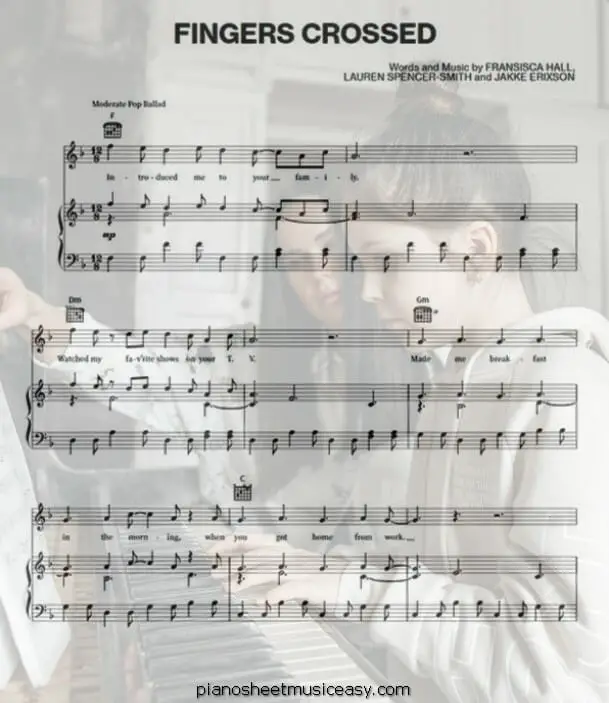 fingers crossed printable free sheet music for piano 