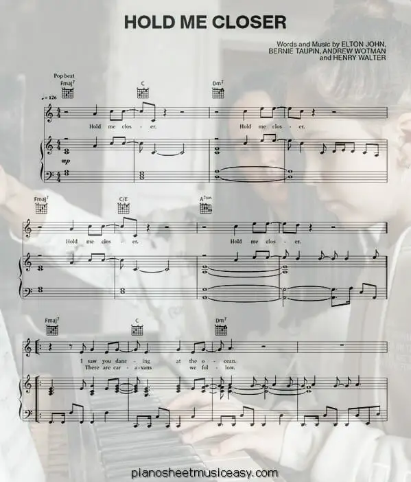hold me closer printable free sheet music for piano 