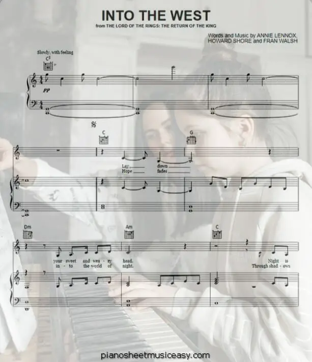 into the west printable free sheet music for piano 