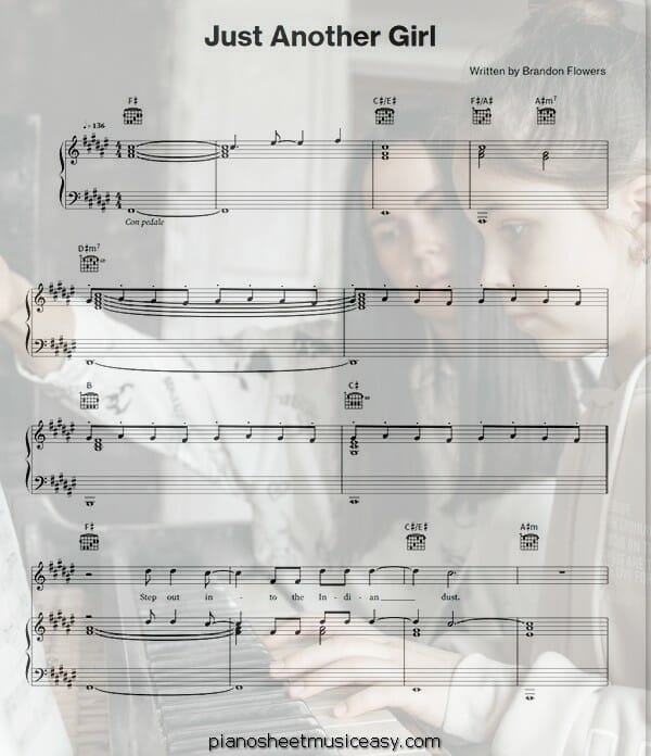 just another girl printable free sheet music for piano 
