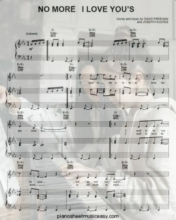  no more i love you's printable free sheet music for piano 