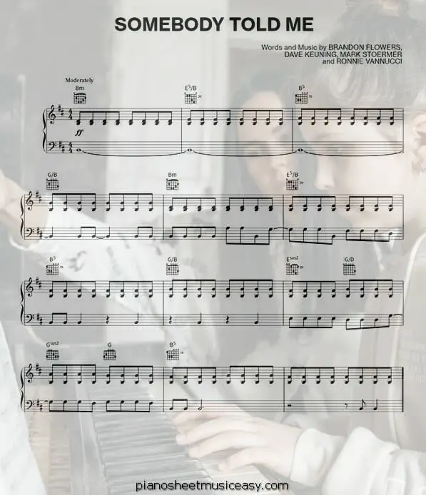 somebody told me printable free sheet music for piano 