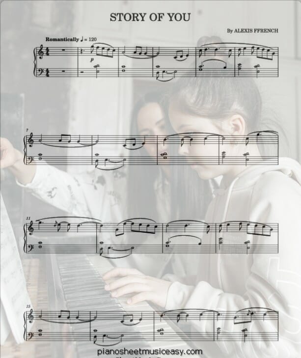 story of you printable free sheet music for piano 