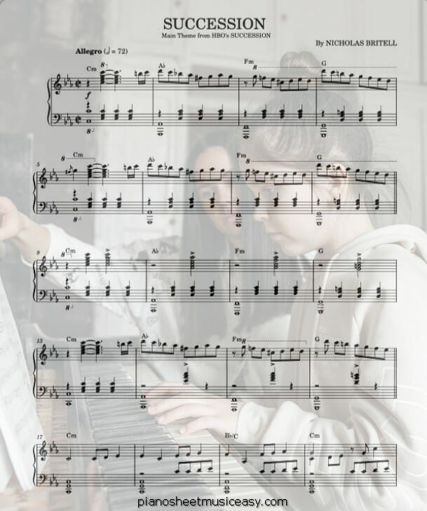 succession printable free sheet music for piano 