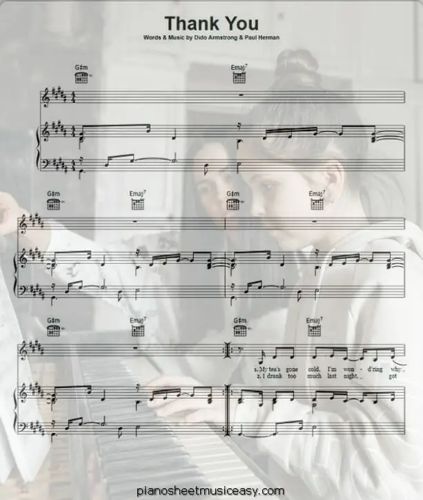 thank you printable free sheet music for piano 