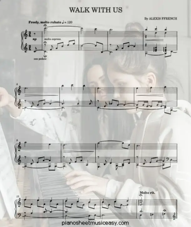 walk with us printable free sheet music for piano 