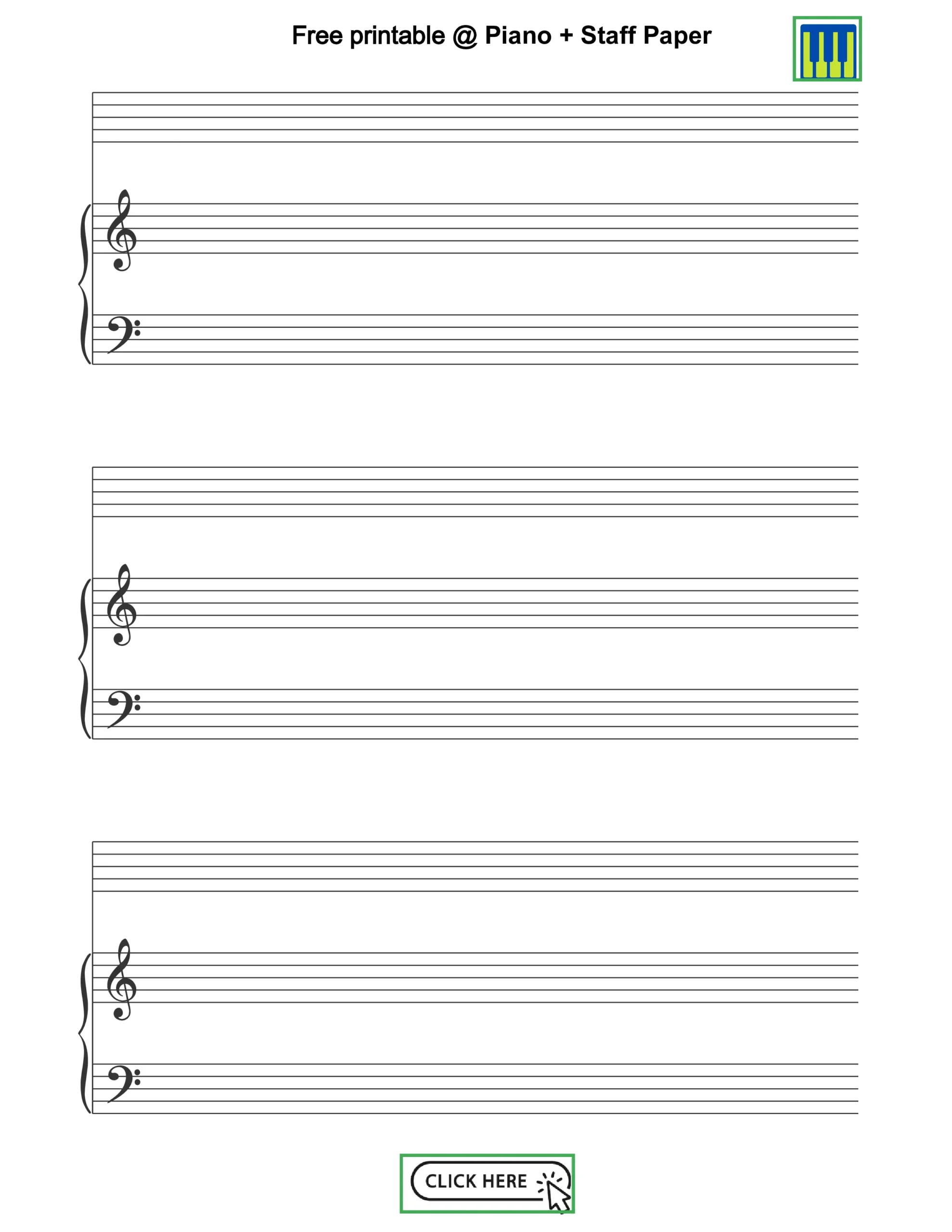 Free printableBlank Sheet Music Piano Plus Staff Paper Templates